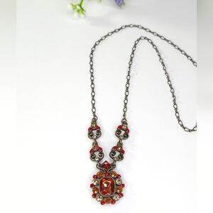 Vintage Avon NR Topaz Bronze Lariat Style Necklace 18" plus extender